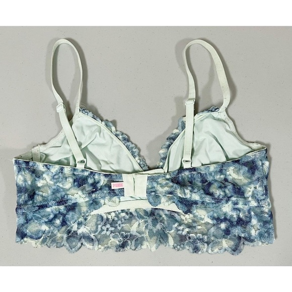 Victoria’s Secret Blue Pastel Tie Dye Floral Lace Bra Bralette Lingerie Size M🩵 - Picture 2 of 2